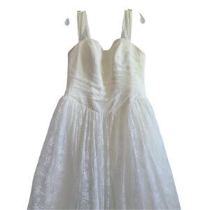 David's Bridal Scoop Neck Sleeveless A-Line Ivory Wedding Dress Size 16W